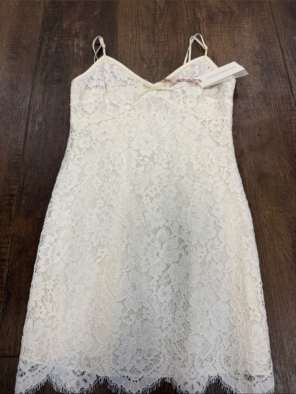 LoveShackFancy ivory lace camisole slip dress